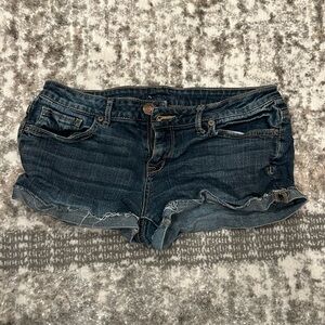 Blue denim mini shorts